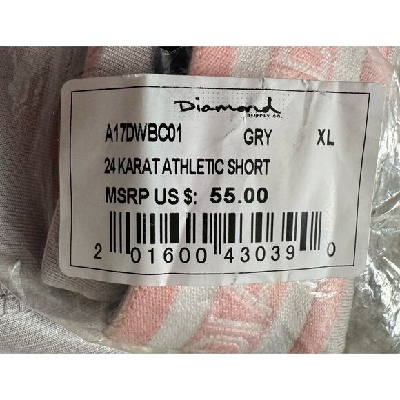 Diamond 24 KARAT Gray With Pink ATHLETIC SHORT Women’s Size X-Large New NWTs - Picture 9 of 12